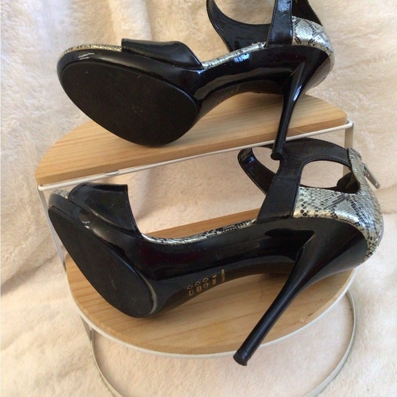 Max Rave Black and Silver Snakeskin Heels - Picture 4 of 5